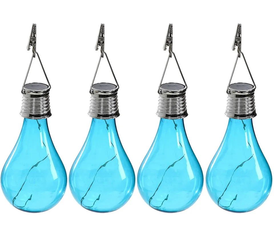 Dehner Solar-Glühbirne 4er Set Glas blau D7cm