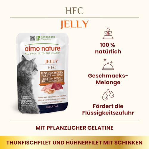 Almo Nature HFC Jelly Thunfisch-Huhn Nassfutter 24x55g Schinken