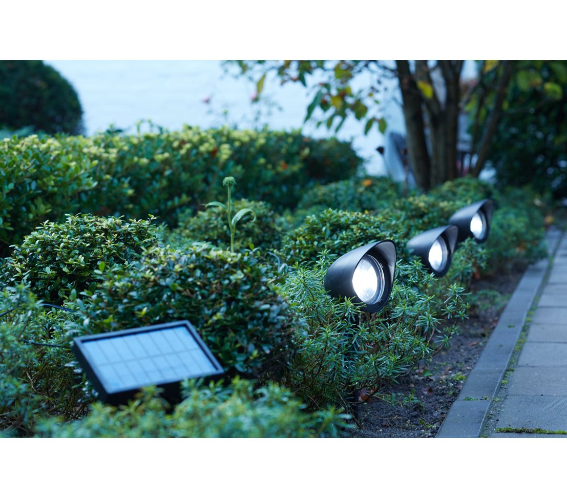 Dehner Solarspot LED-Spot 3er-Set schwarz Kunststoff