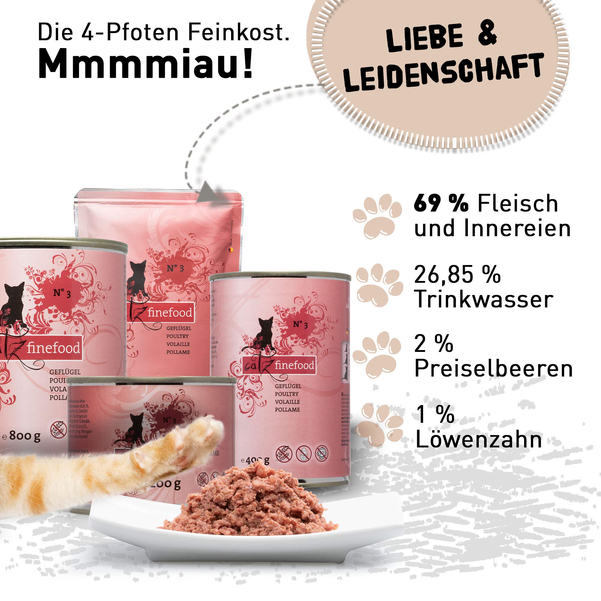 catz finefood N° 3 Geflügel Katzennassfutter 8x85g Preiselbeere