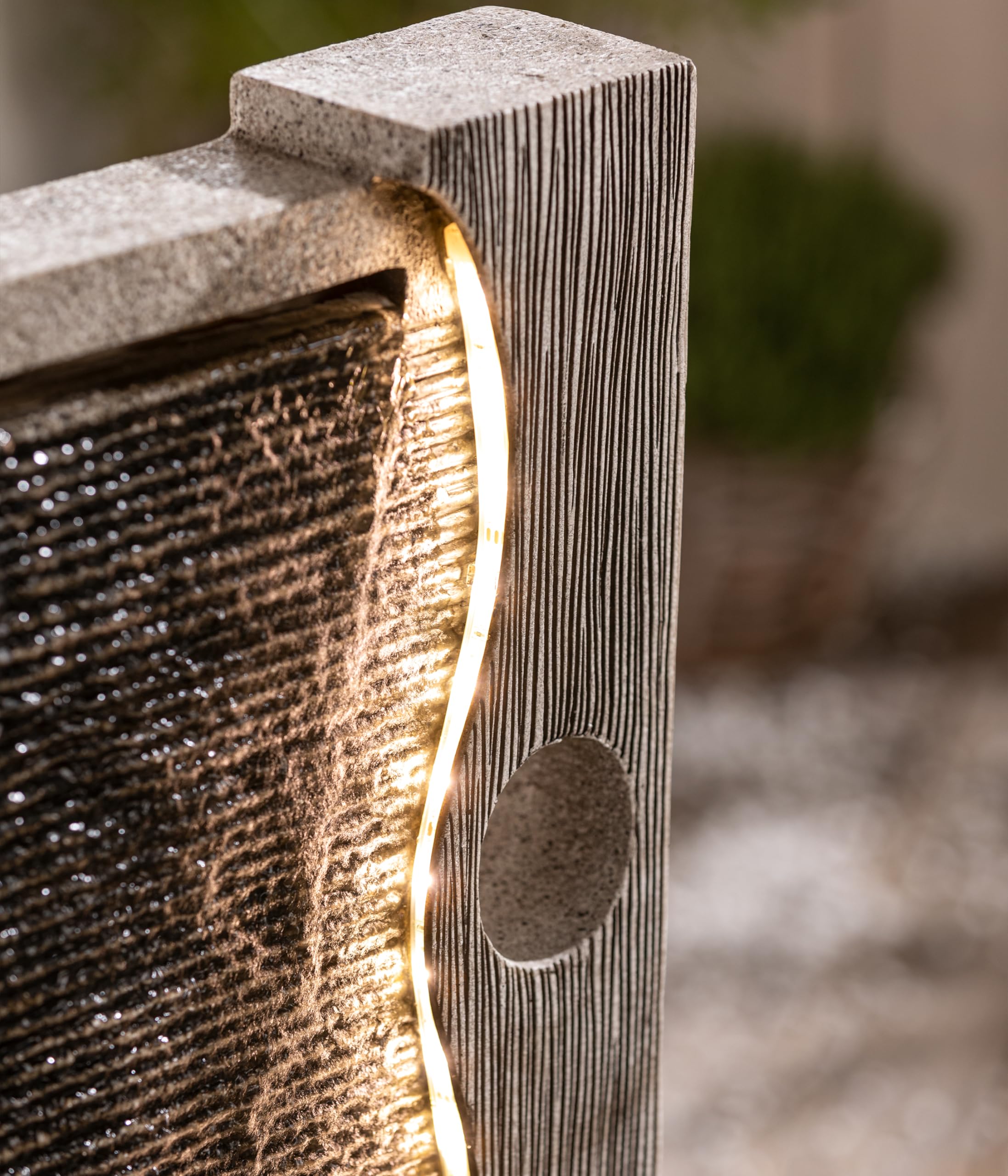 Dehner Eclipse Gartenbrunnen mit LED grau 100 cm