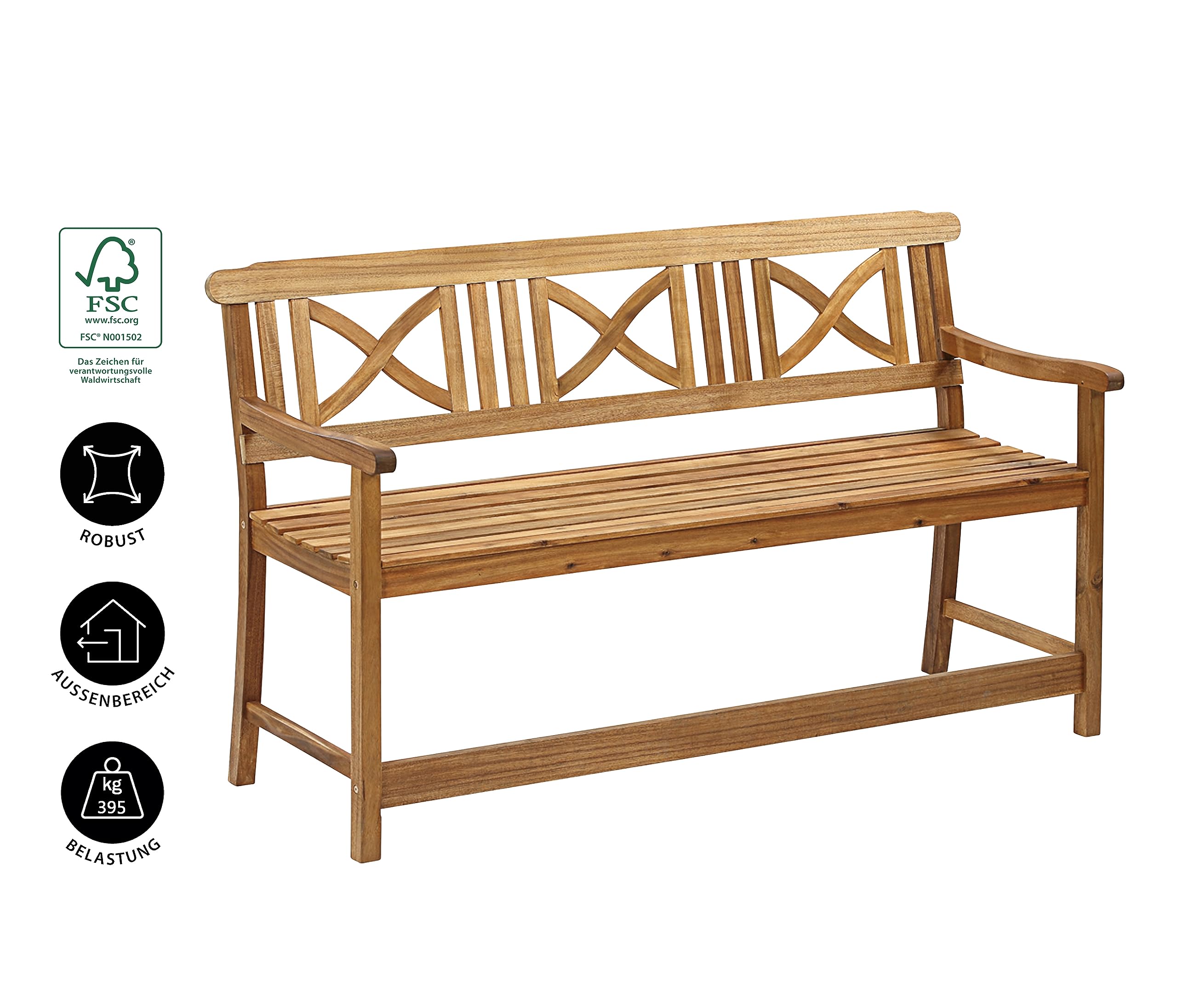 Dehner Premium Lovely Malmö Gartenbank 3-Sitzer Akazie