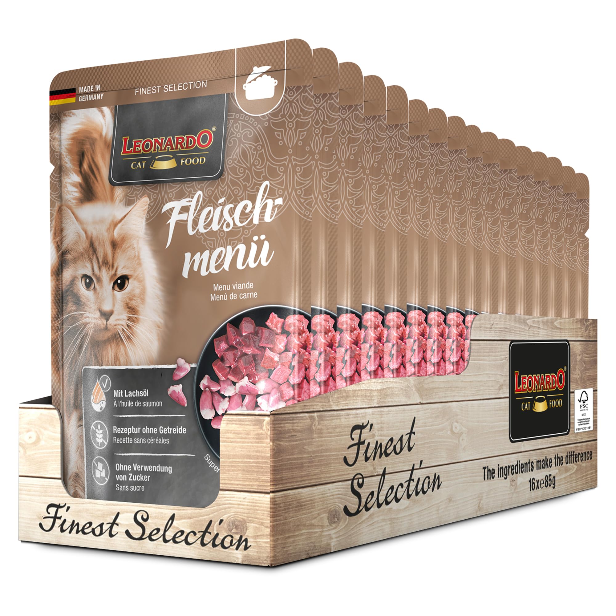 Leonardo Forelle Catnip Nassfutter 16x85g getreidefrei