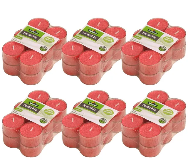 Dehner Premium Lovely Teelichter rot 72 Stück rußfrei