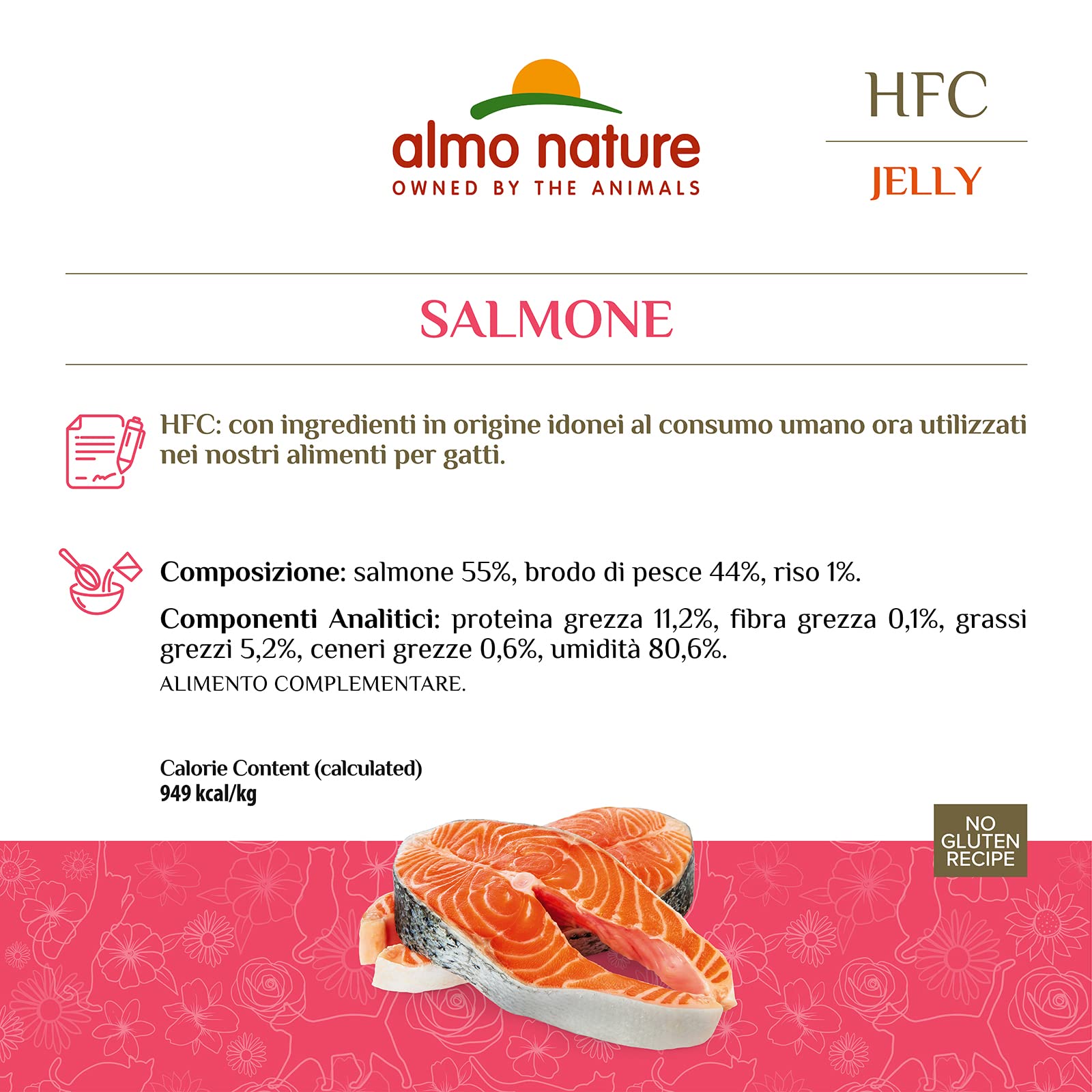 Almo Nature HFC Jelly Katzenfutter nass Lachs 24x70g Monoprotein