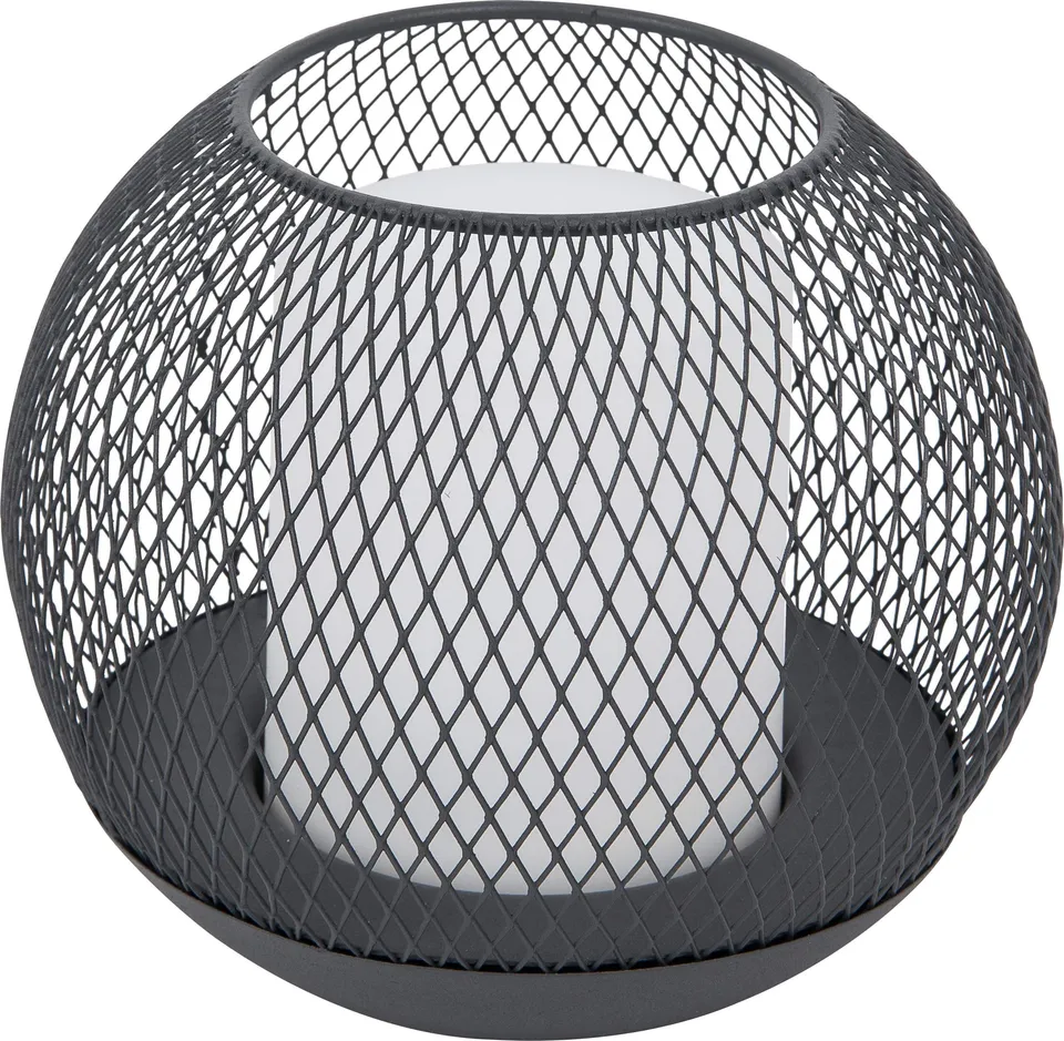 Dehner Solarkugel 15 cm warmweiß Metall grau