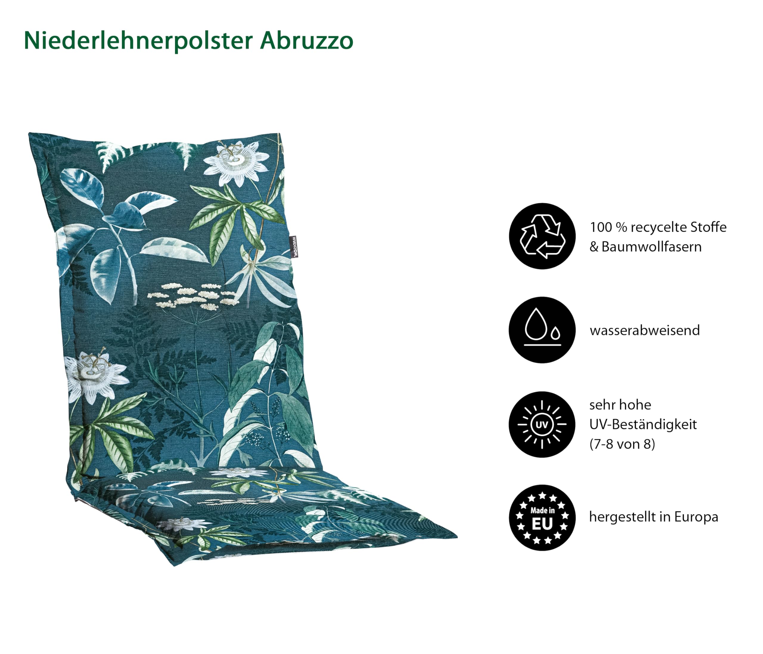 Dehner Abruzzo Niederlehnerpolster blau 50 cm