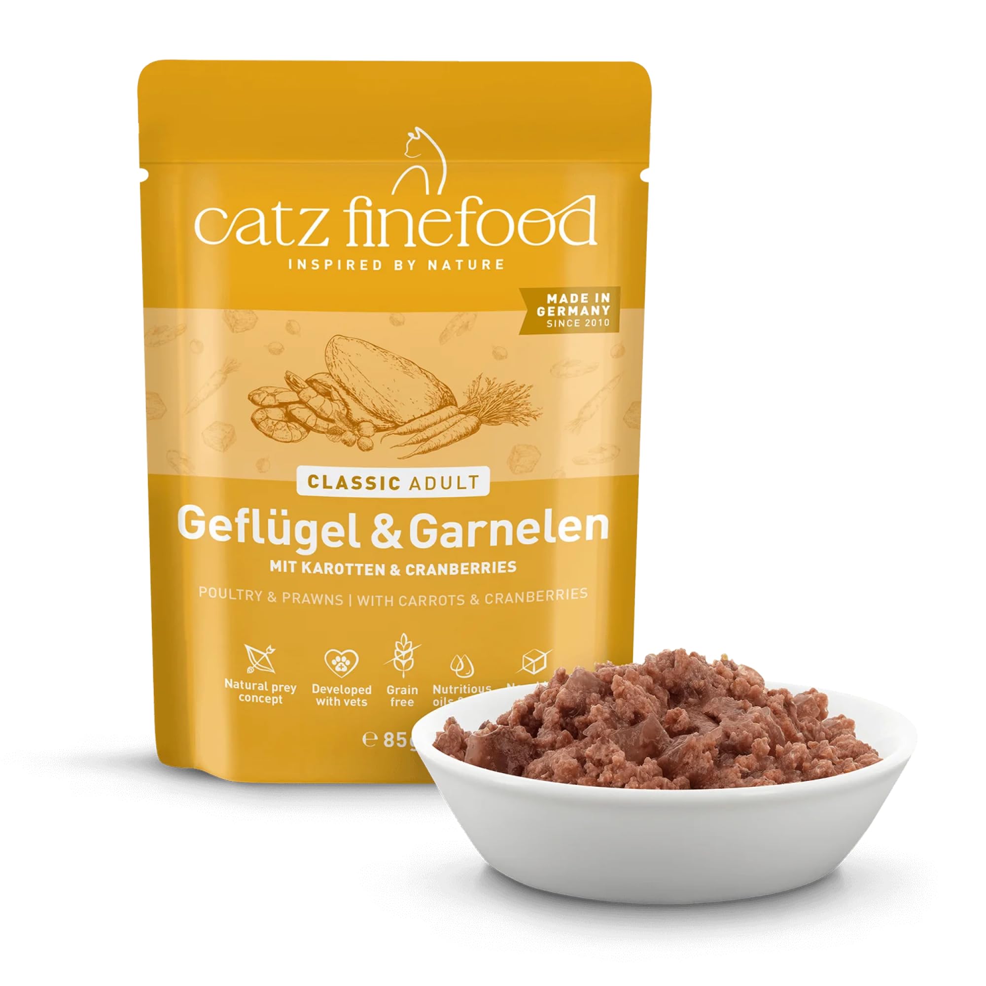 catz finefood N° 17 Geflügel Garnele Nassfutter 16x85g getreidefrei
