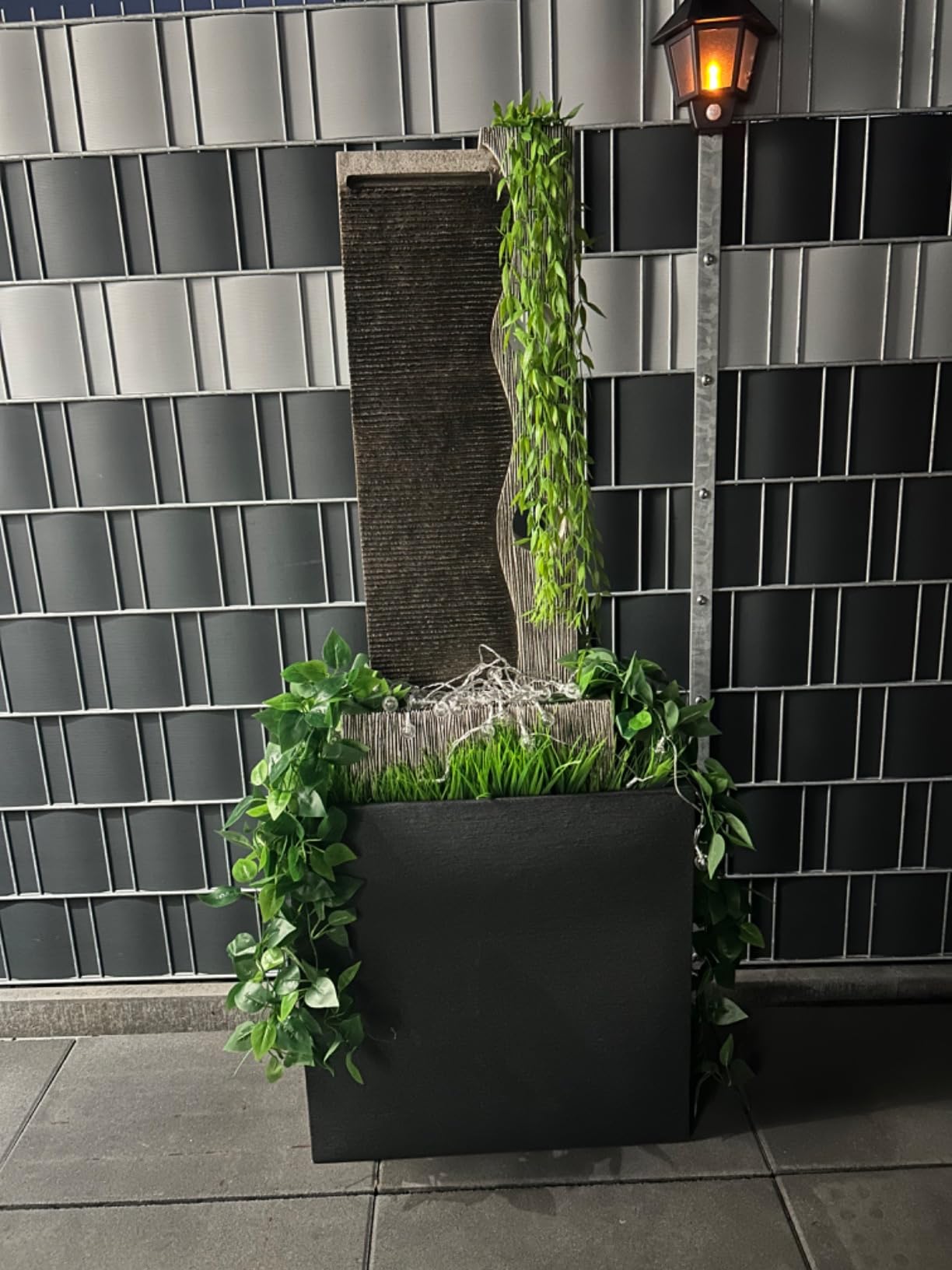 Dehner Eclipse Gartenbrunnen mit LED grau 100 cm
