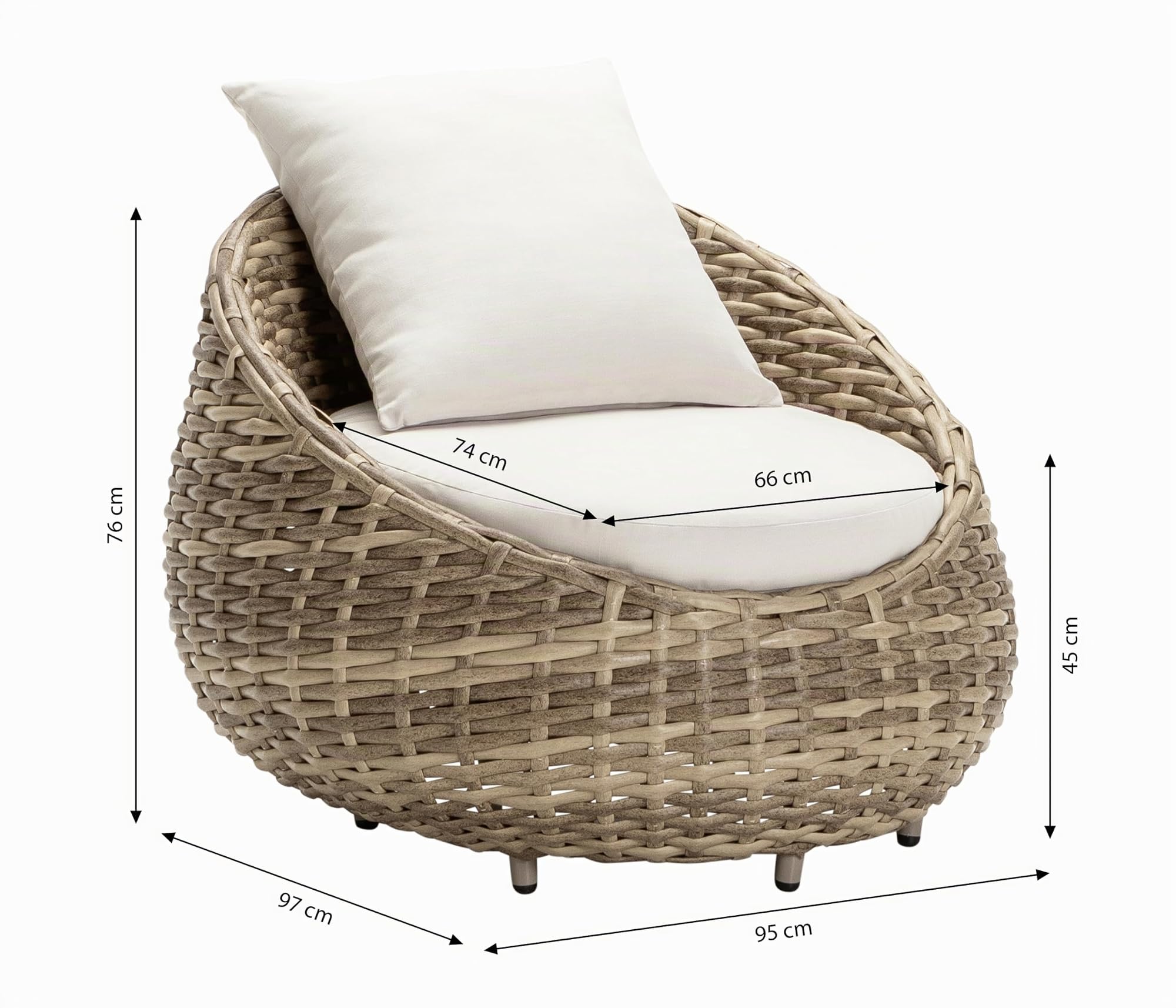 Dehner Tulum Sessel Geflechtsessel Outdoor braun 97 cm