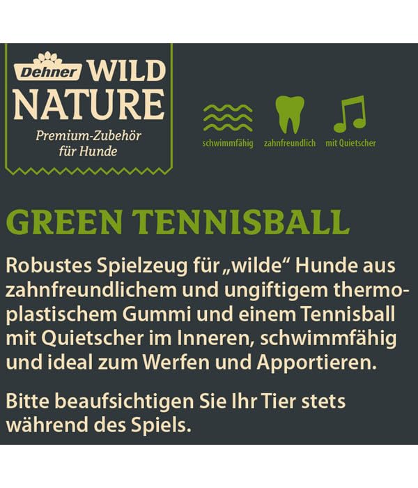 Dehner Wild Nature Green Tennisball Hundespielzeug Gummi