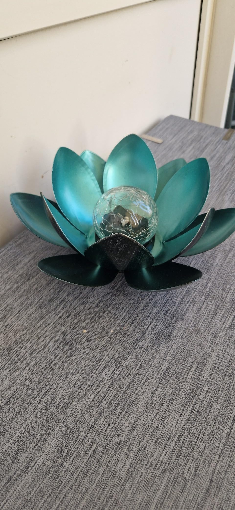 Dehner Premium Lovely Lotus Solarleuchte silber-blau Ø 27,5 cm