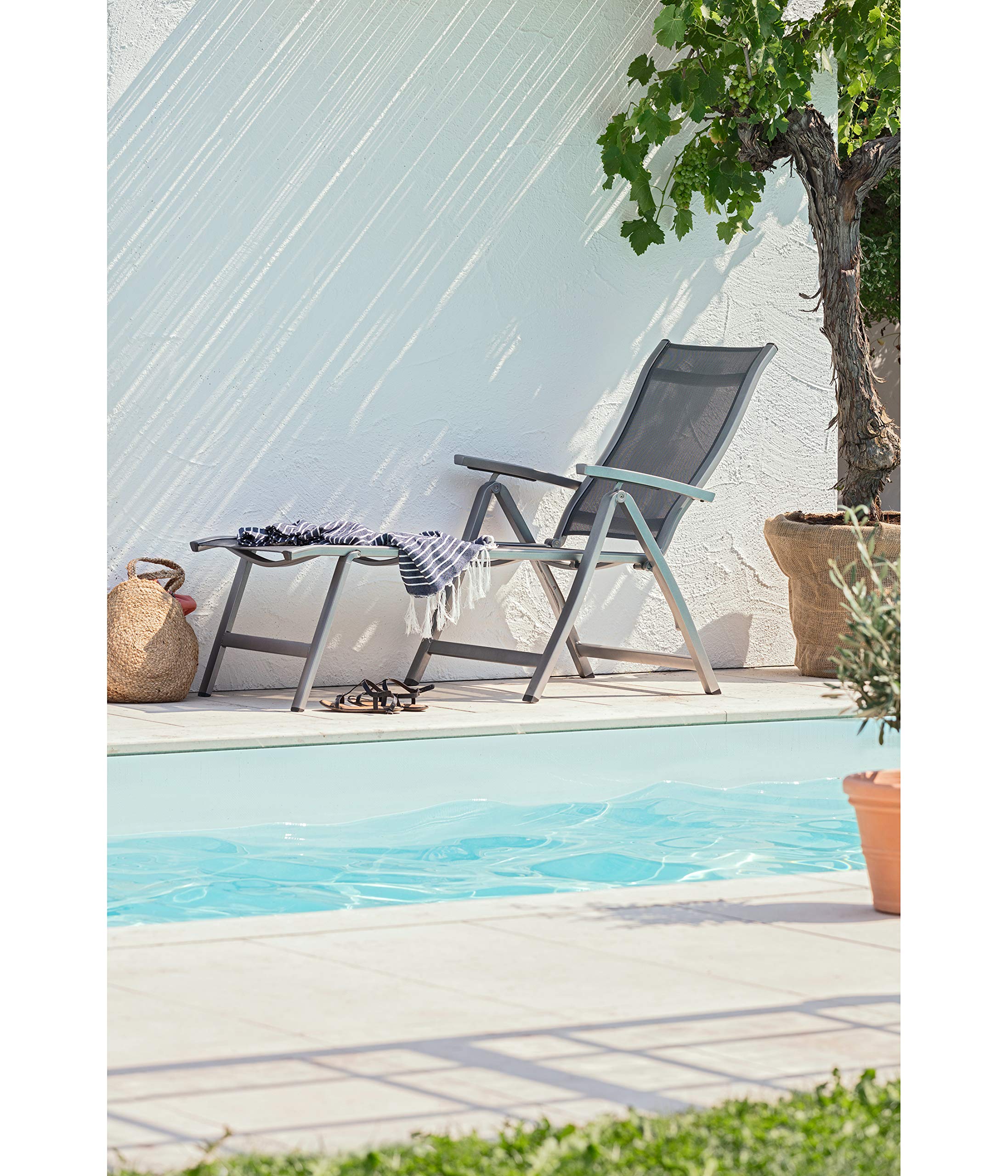 Dehner Chicago Relaxliege Textilene grau 180x80cm