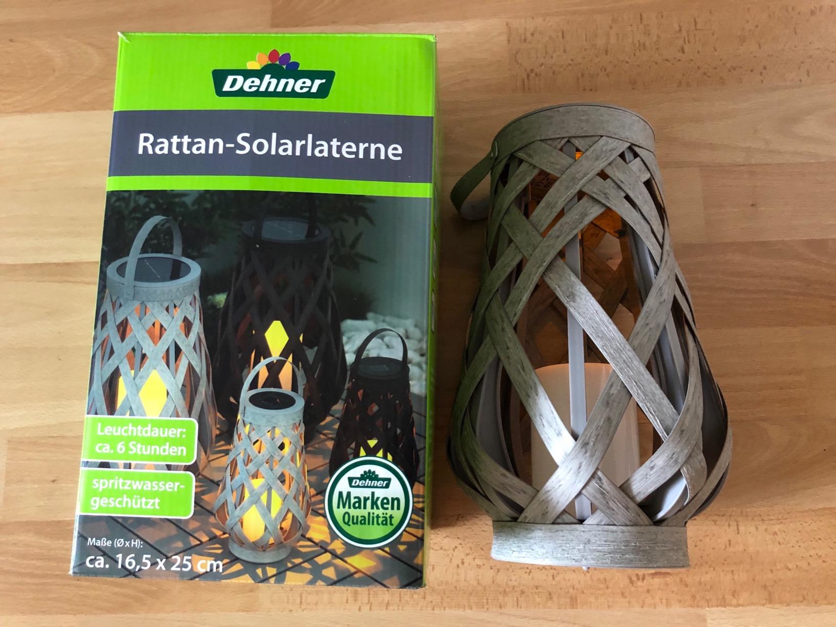 Dehner Solarlaterne Polyrattanoptik hellgrau 25 cm