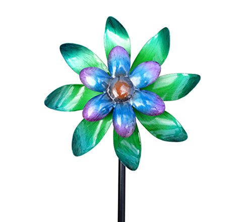 Dehner Windrad 140 cm Windspiel blau türkis Metall
