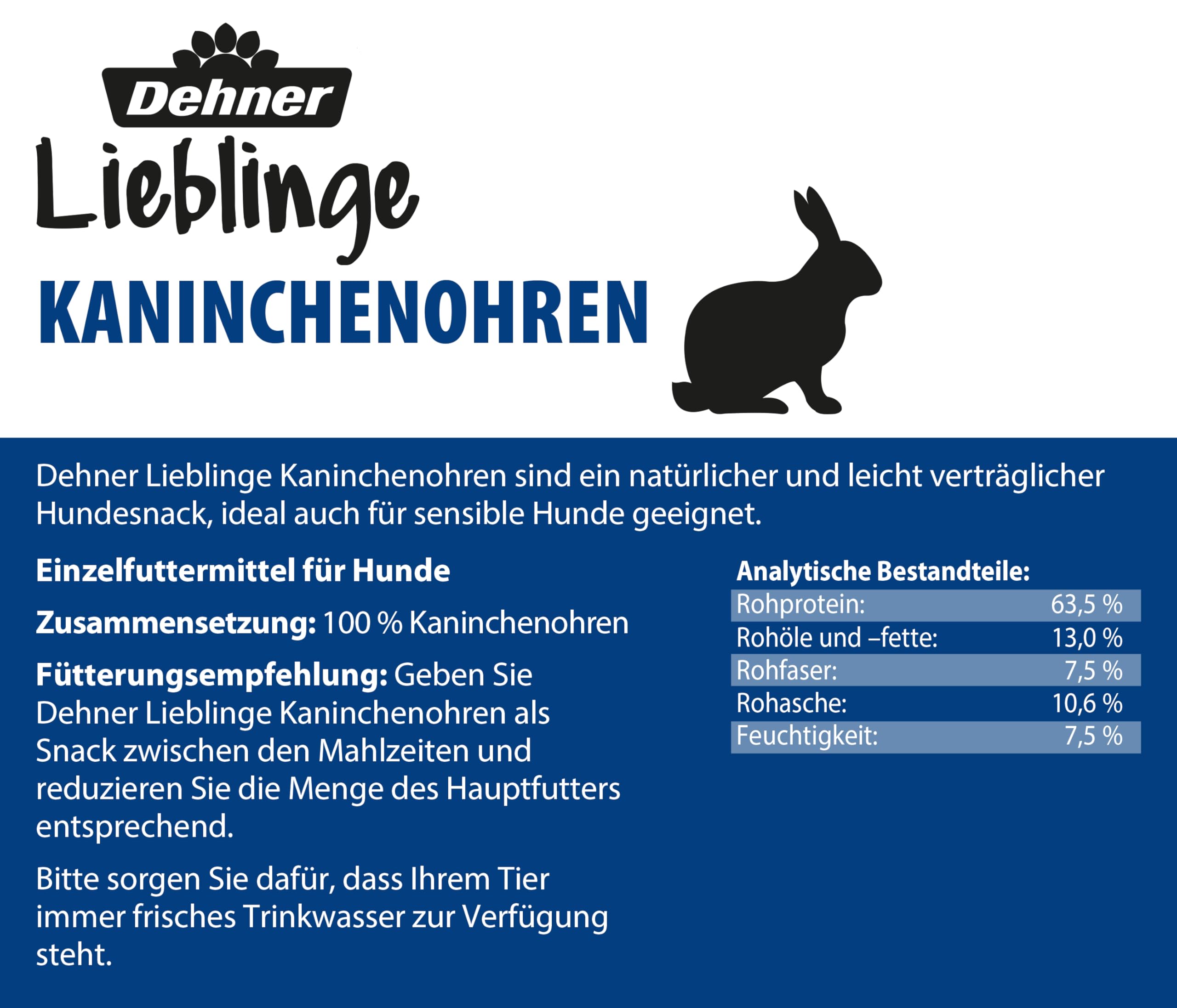 Dehner Lieblinge Kaninchenohren Hundesnack 5x100g natürlich