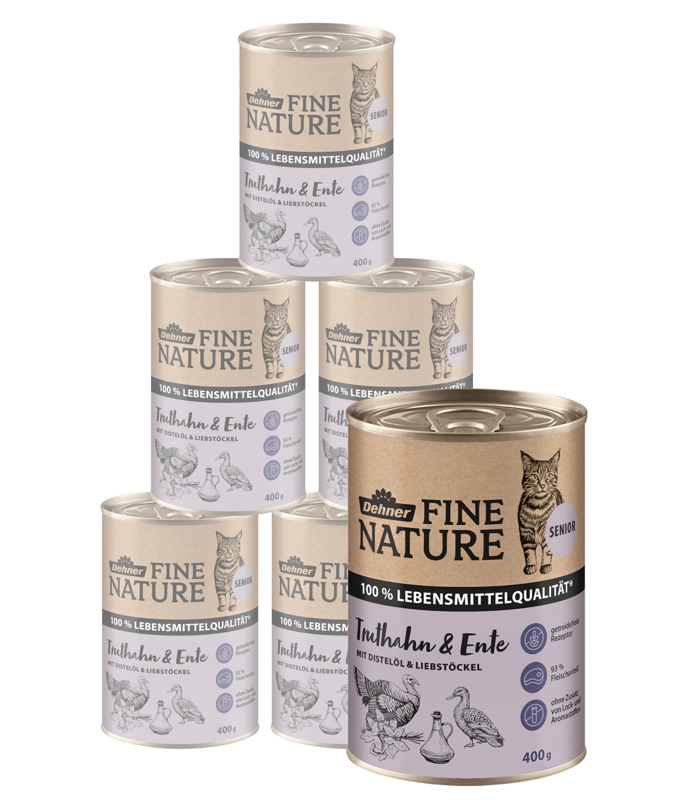 Dehner Fine Nature Adult Nassfutter Rind 6x400 g getreidefrei