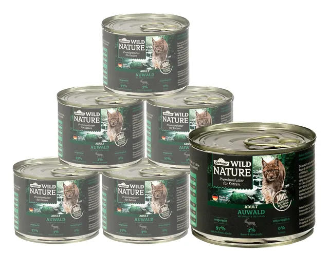 Dehner Wild Nature Auwald Adult Nassfutter Hirsch 6x200g getreidefrei