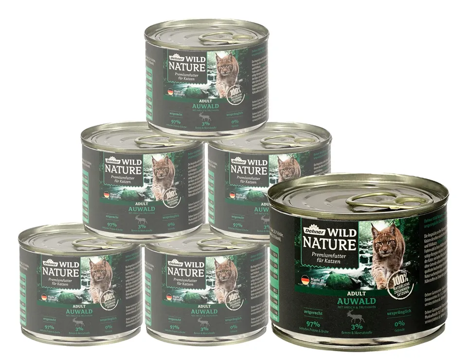 Dehner Wild Nature Auwald Adult Nassfutter Hirsch 6x200g getreidefrei