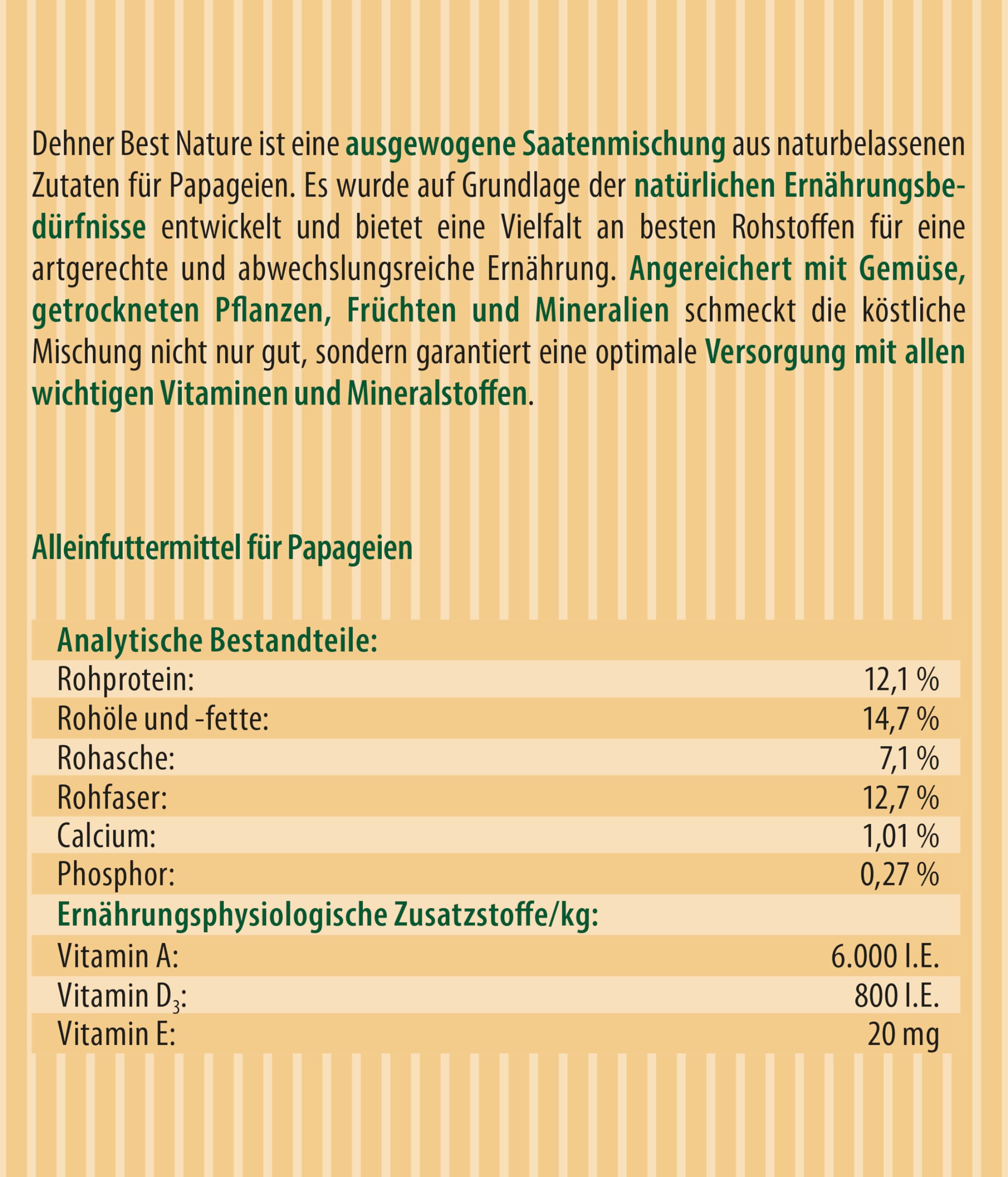 Dehner Best Nature Papageienfutter 2,5 kg vitaminreich