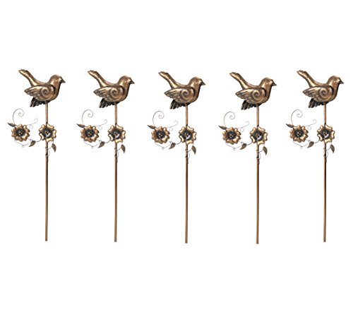 Dehner Premium Lovely Gartenstab Vogel bronze 5 Stück