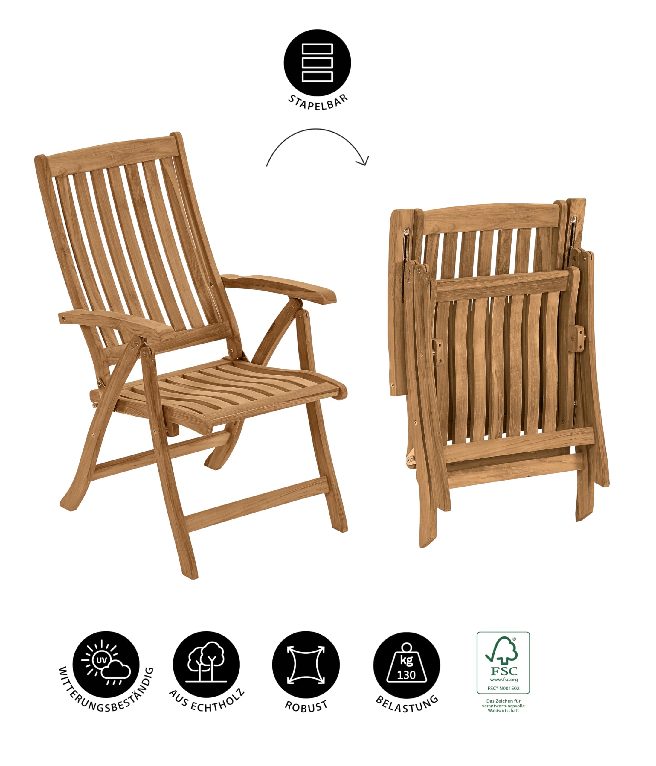 Dehner Havanna Klappsessel Teakholz natur 103 cm