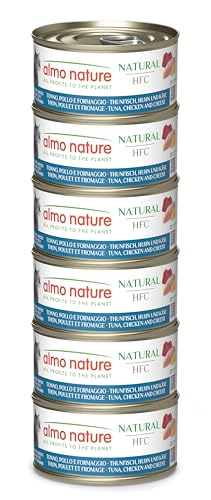 Almo Nature HFC Natural Nassfutter Thunfisch Huhn Käse 6x70g glutenfrei