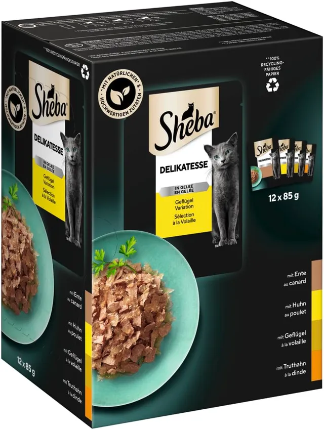 Sheba Delikatesse Gelee Nassfutter Geflügel 12x85g