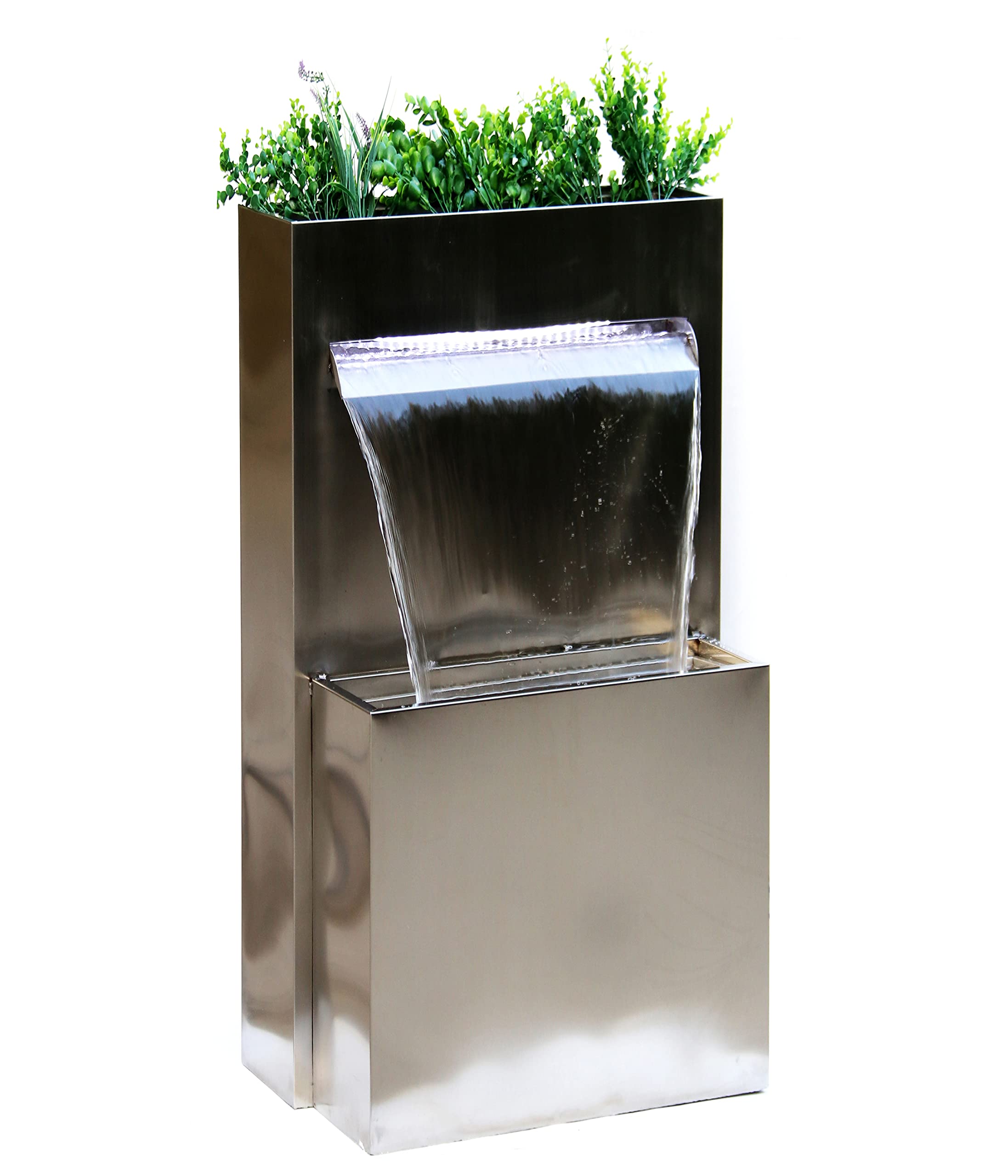 Dehner Gartenbrunnen Dallas 89x46x44 cm Edelstahl LED silber