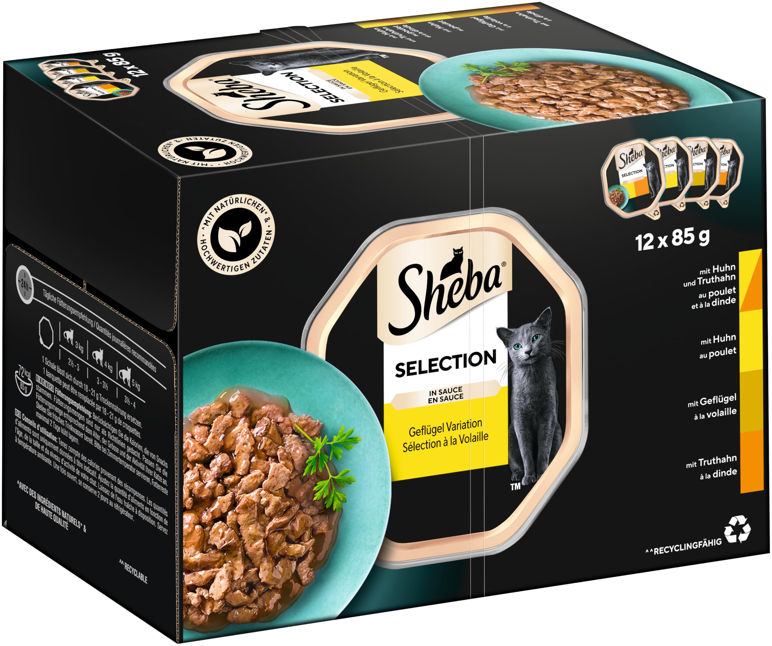 Sheba Selection Geflügel Katzennassfutter 72x85g Sauce