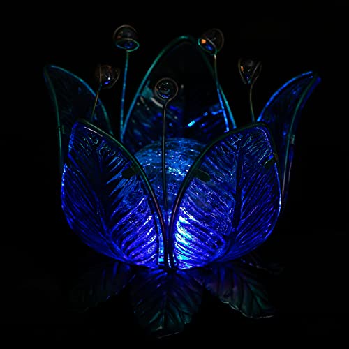 Dehner Lotus Solarleuchte Ø 18 cm blau mit Batterie