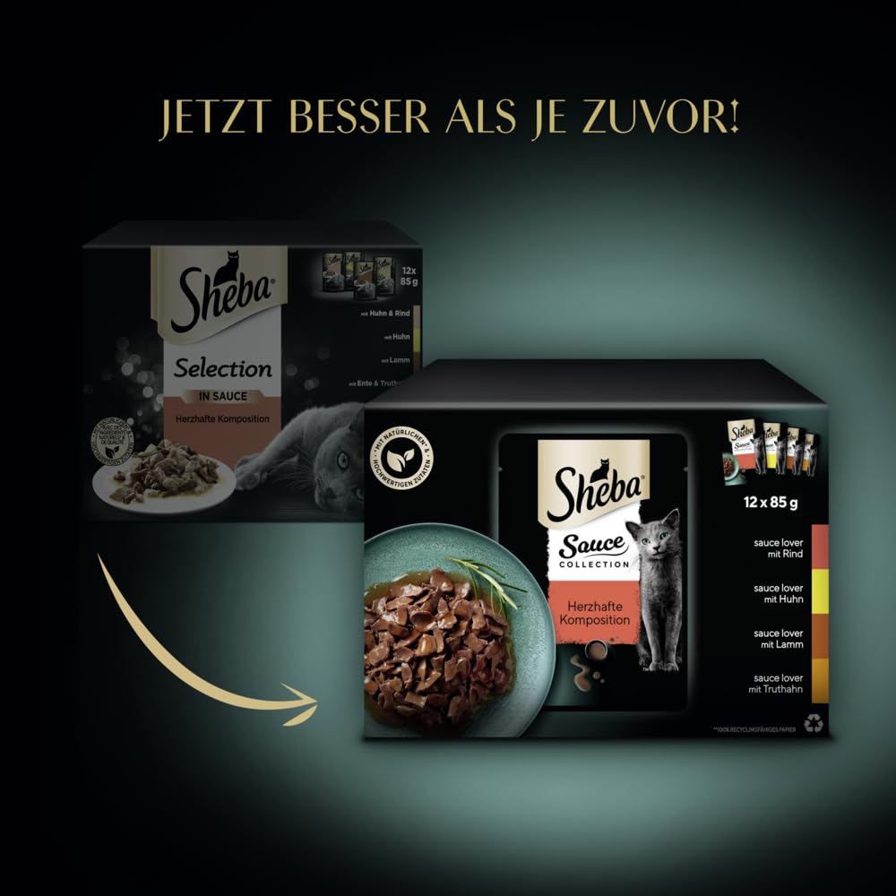 Sheba Sauce Collection Herzhafte Komposition Nassfutter 12x85g Sauce
