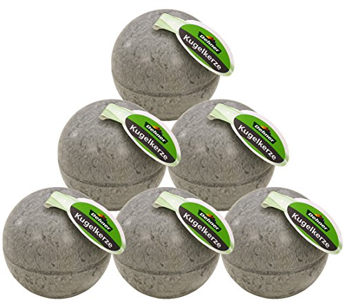 Dehner Kugelkerze 6er Set Ø 8 cm Stearin grau rustikal