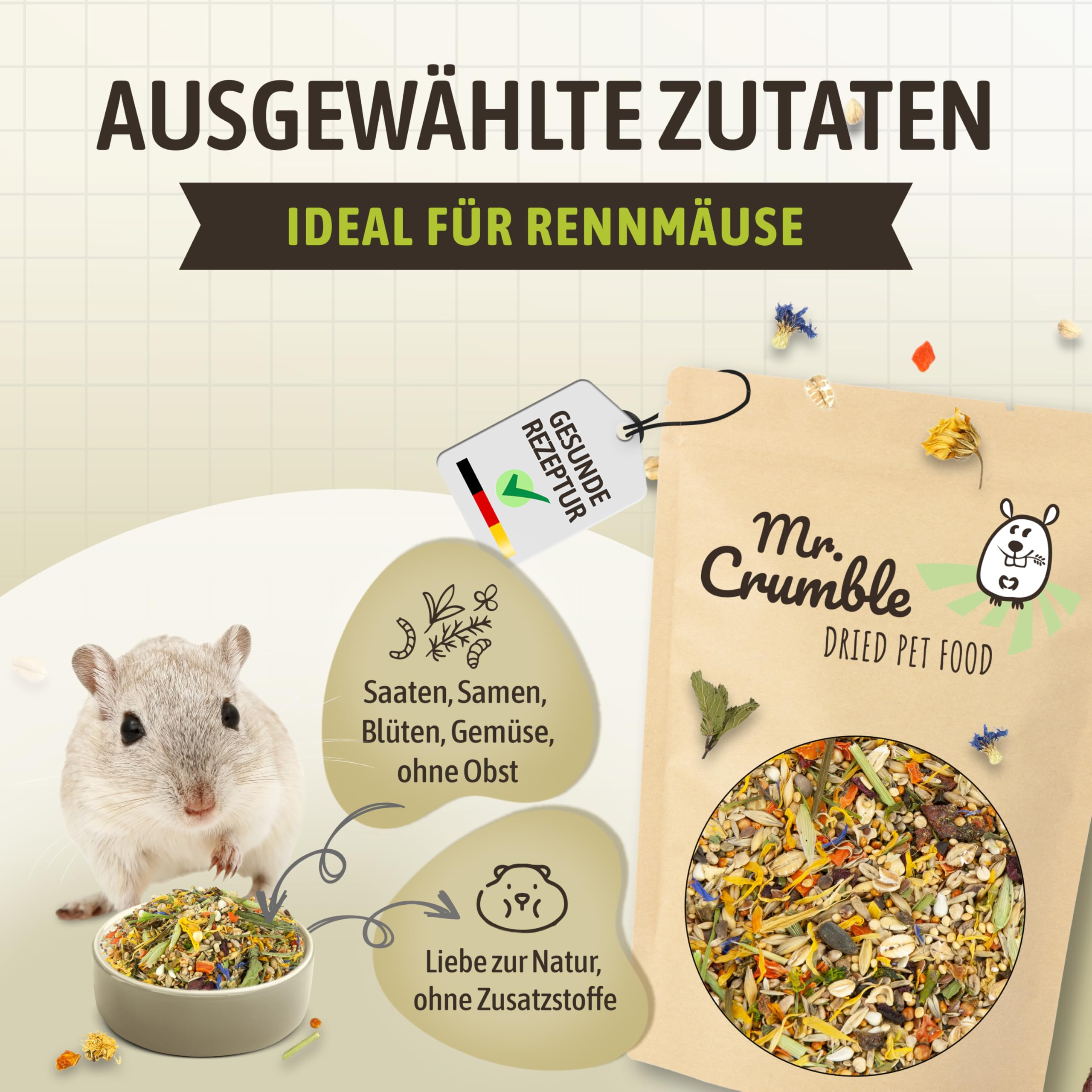 Mr. Crumble Rennmaus-Futter Gerbil 1000 g proteinreich