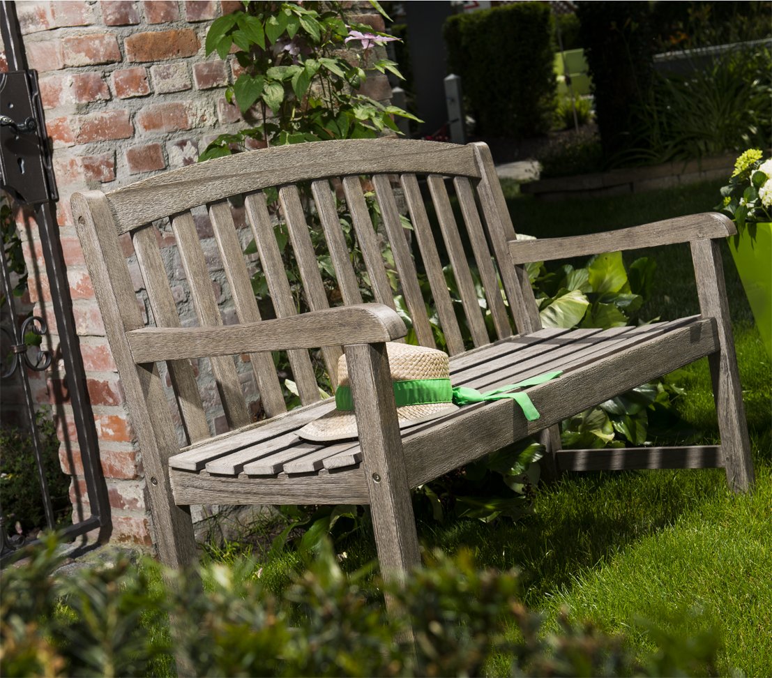 Dehner Skane Gartenbank 2-Sitzer 120 cm Akazie grau-braun