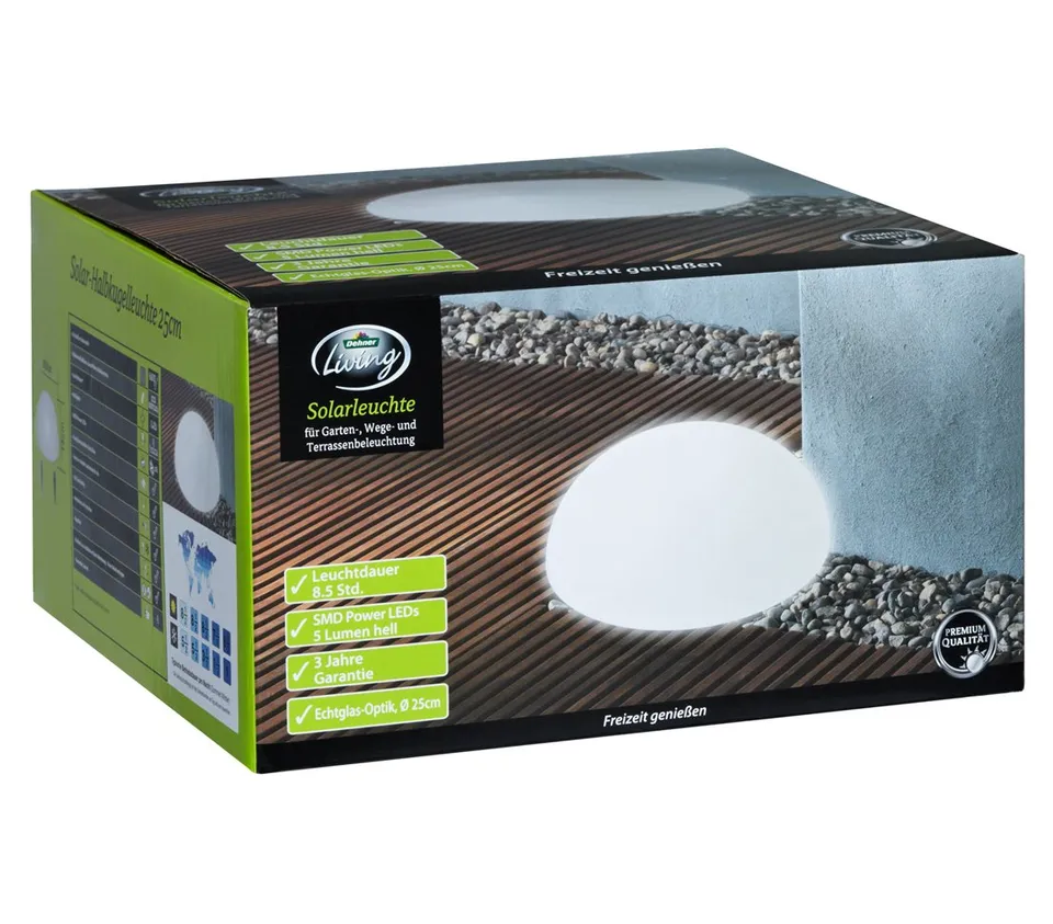 Dehner Living Solarleuchte Halbkugel 25 cm 5 Lumen für Wege