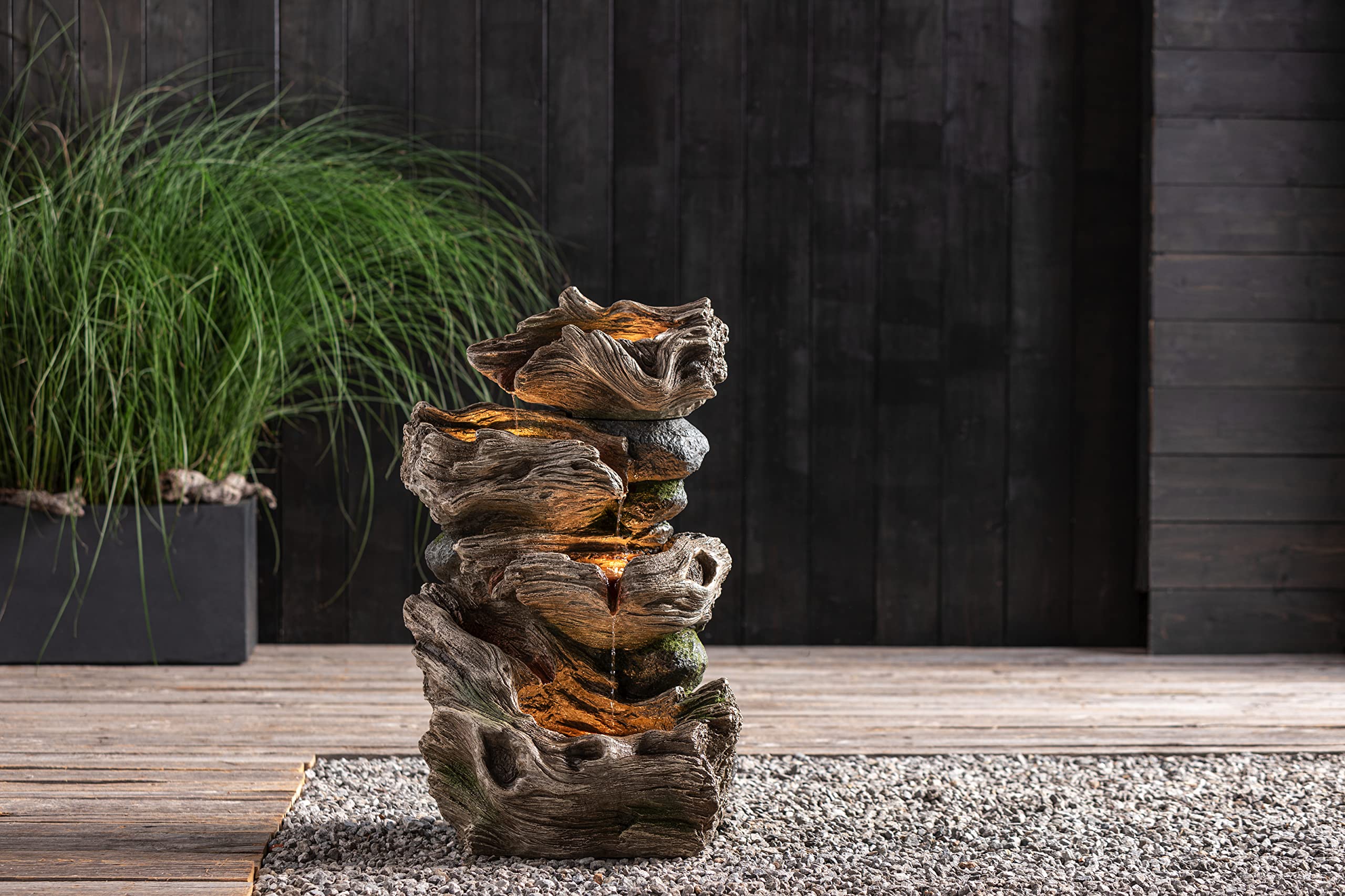 Dehner Albero Gartenbrunnen grau Polyresin 77x47x41 cm LED