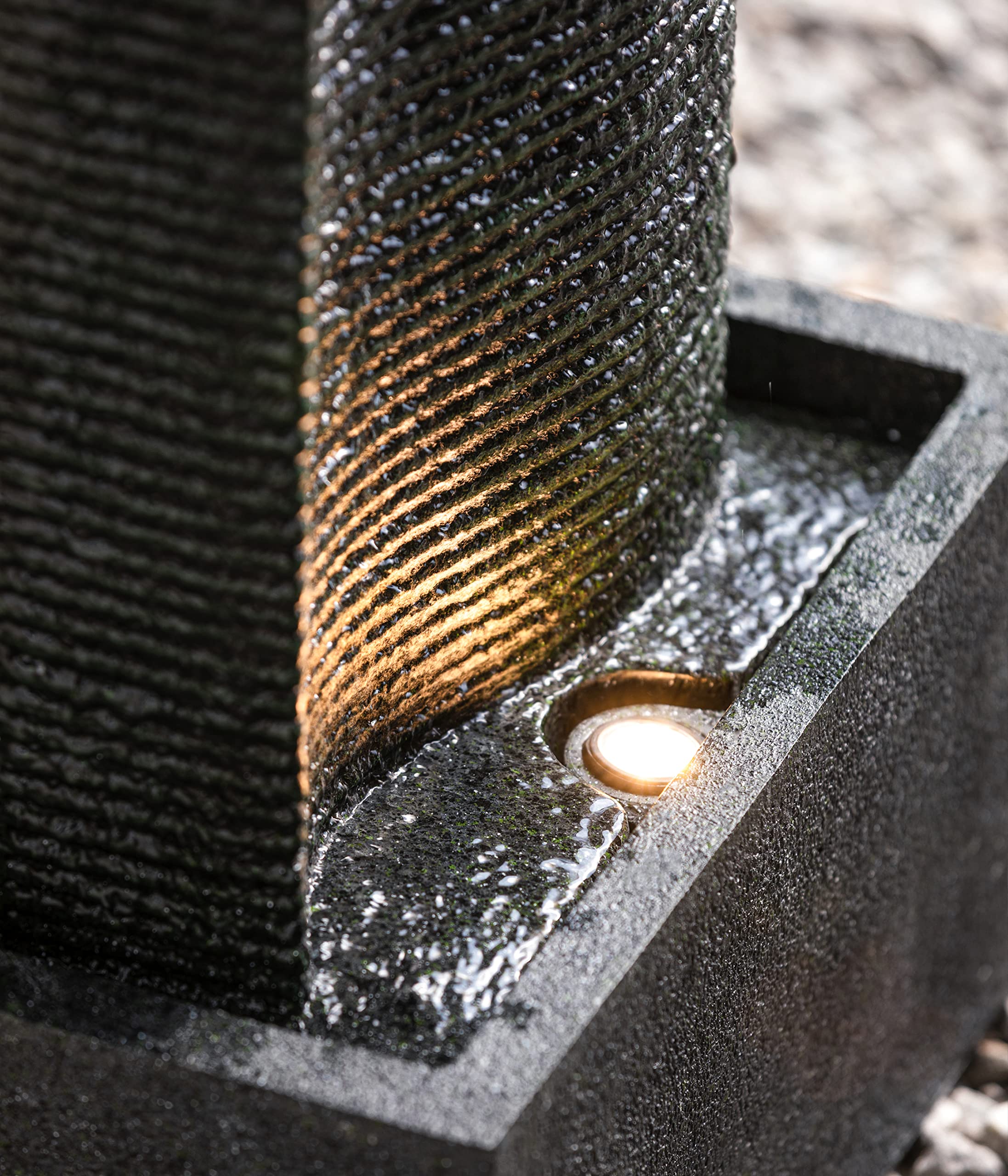 Dehner Muro Gartenbrunnen mit LED dunkelgrau 80cm