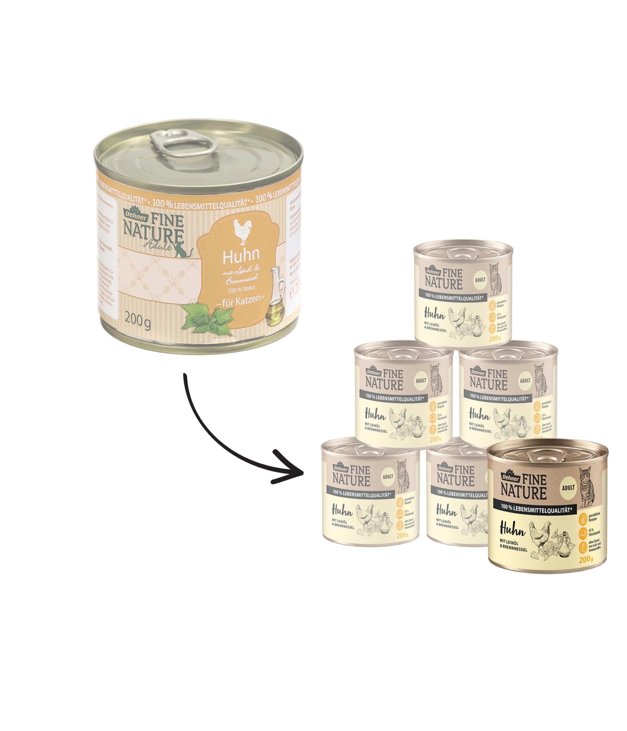 Dehner Fine Nature Adult Nassfutter Huhn 6x200g