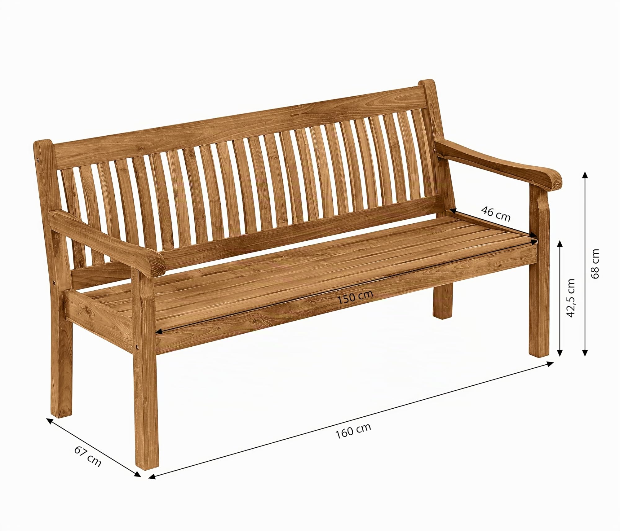 Dehner Havanna Gartenbank Teak 3-Sitzer 160cm