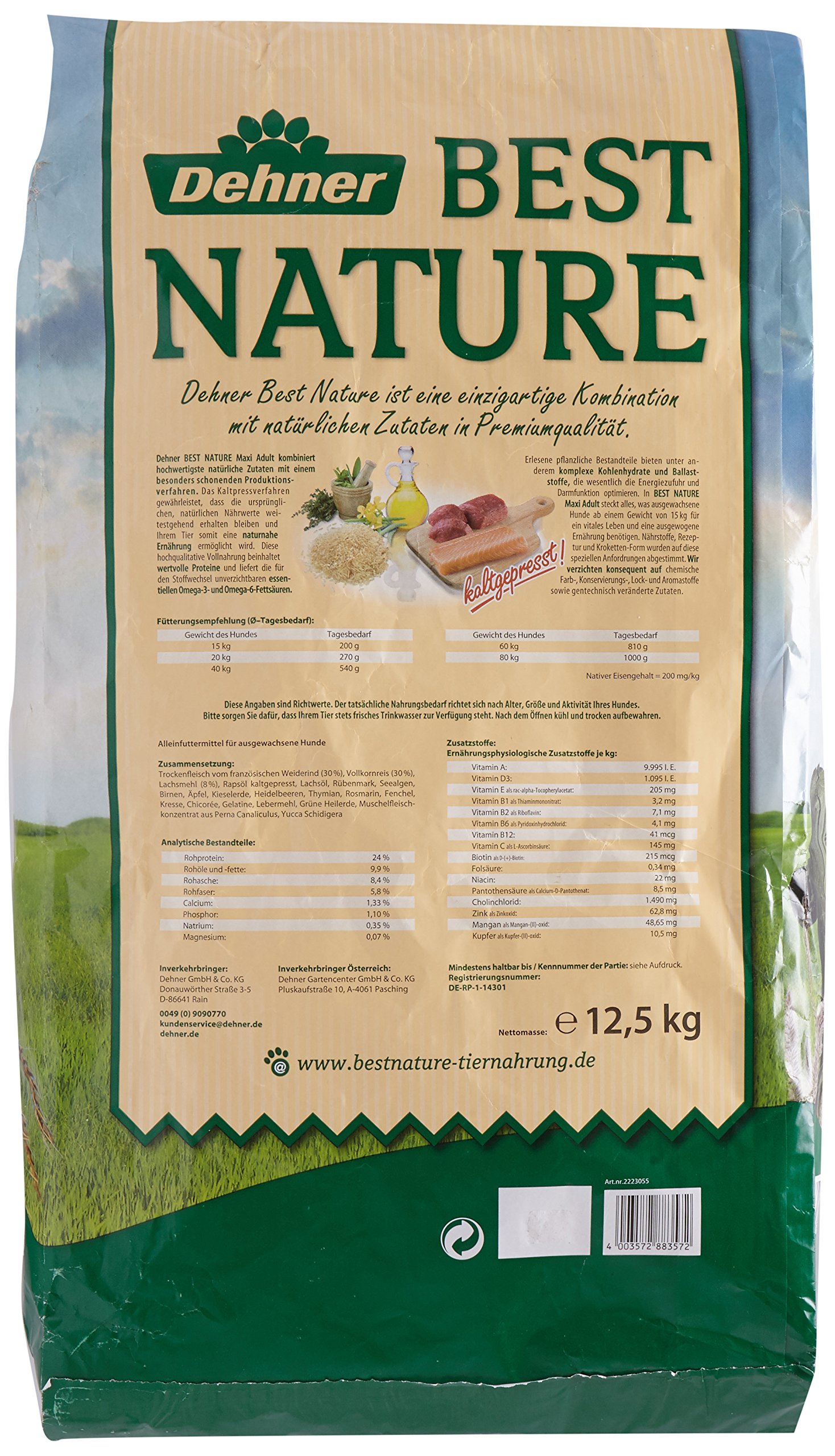 Dehner Best Nature Maxi Adult Trockenfutter Rind Lachs 12,5 kg