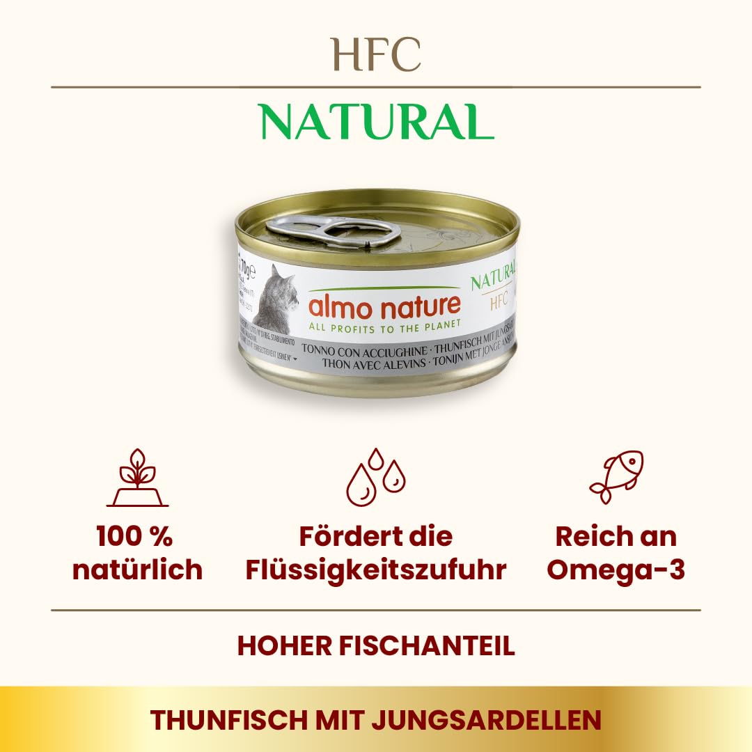 Almo Nature HFC Natural Thunfisch mit Jungsardellen Nassfutter 24x70g in Brühe