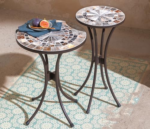 Dehner Blumenhocker Grazia 60cm Mosaik braun grau Eisen