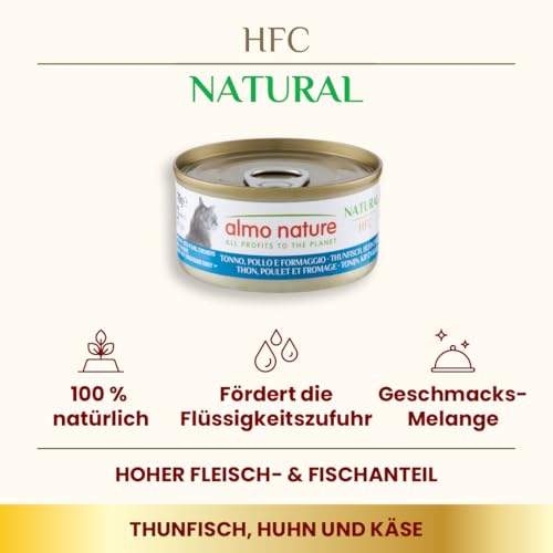 Almo Nature HFC Natural Thunfisch-Huhn Nassfutter 24x70g Käse