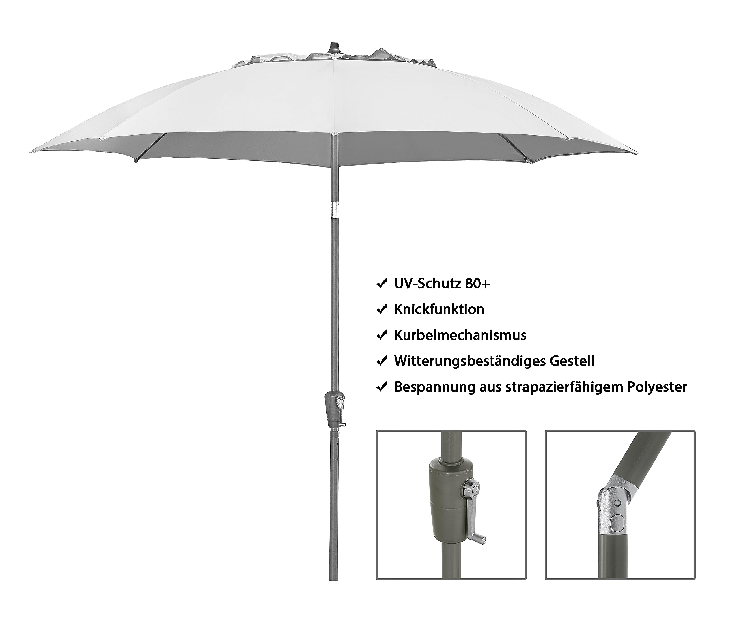 Dehner Paros Sonnenschirm beige Ø250cm UV80+ Kurbel