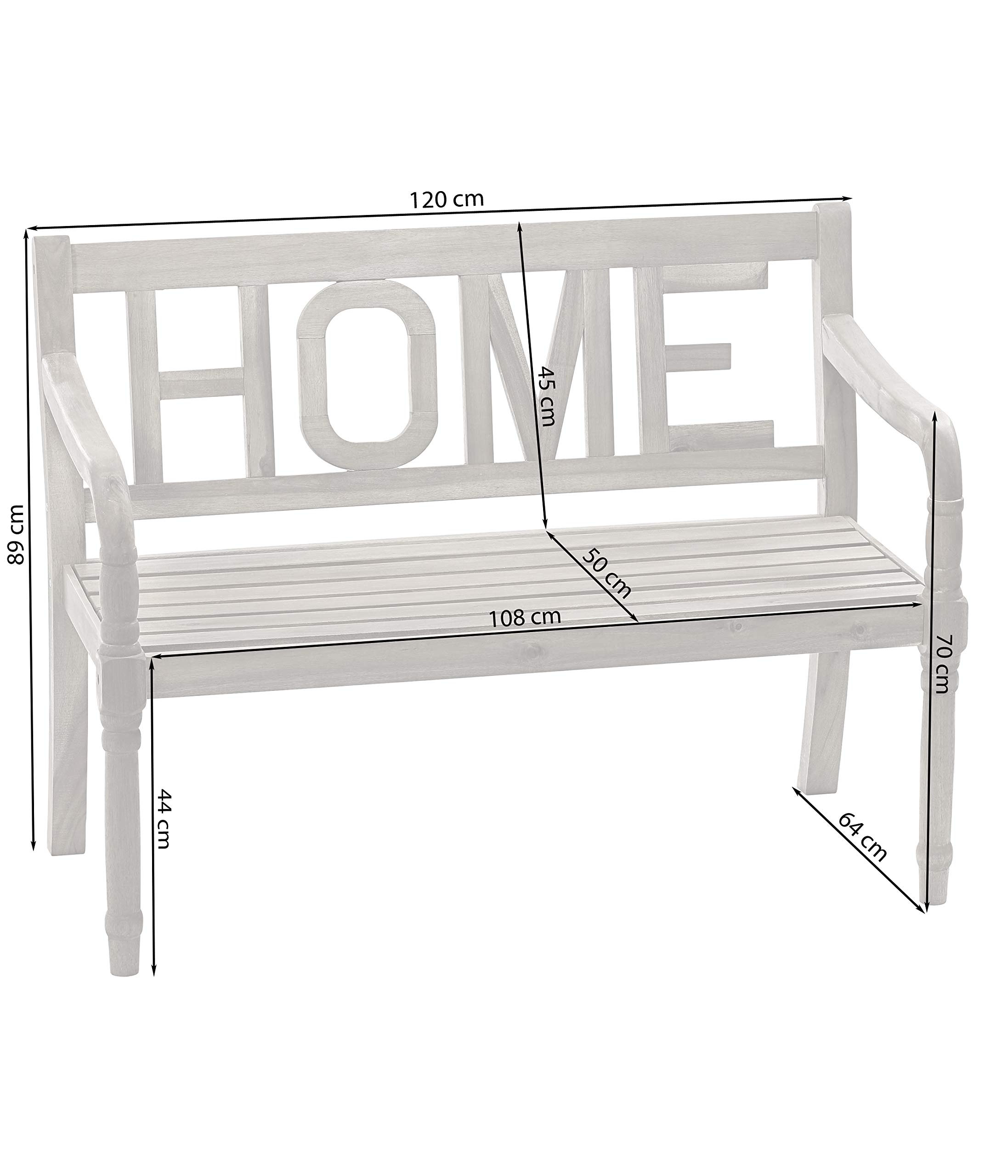 Dehner Home Gartenbank 2-Sitzer Akazienholz 120 cm natur