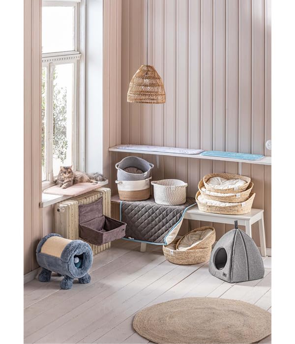 Dehner Premium Lovely Kratzhöhle Katze blau beige 40x37 Sisal