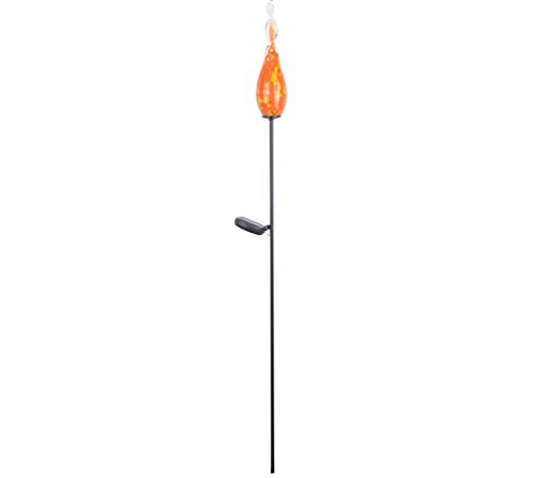 Dehner Premium Solar Dekostab Glasflamme Solarleuchte 2er-Set orange