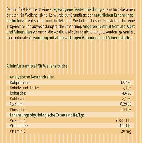 Dehner Best Nature Wellensittichfutter 2,5 kg mit Gemüse