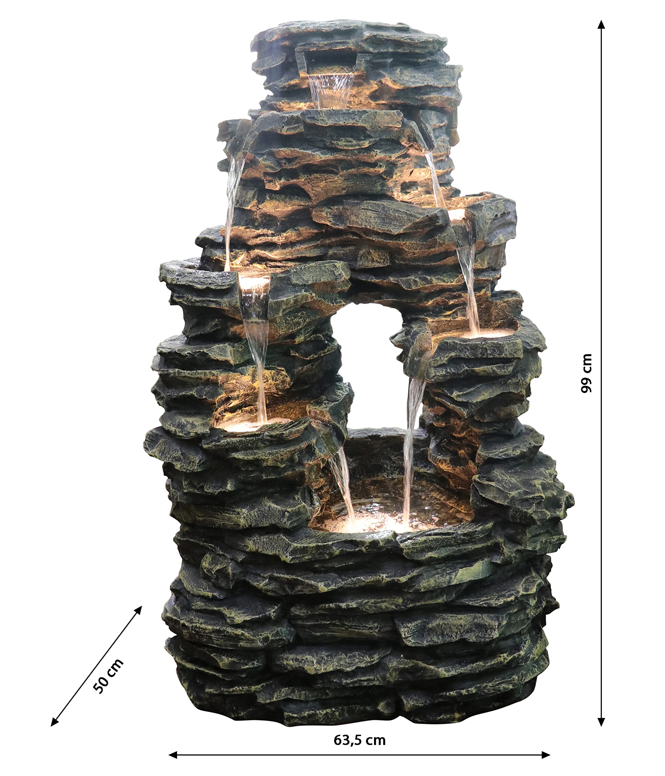 Dehner Salto Gartenbrunnen grau 99 cm LED Steinoptik